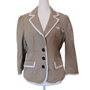 Guess Jeans Y2K Tan Brocade Preppy Schoolgirl Blazer Large